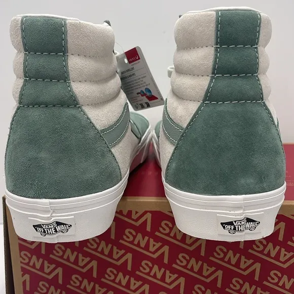 Vans Men's High-Top Sneakers - Green and White Sk8-HiPig Suede Iceberg Green