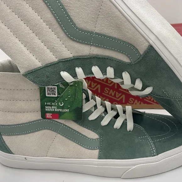 Vans Men's High-Top Sneakers - Green and White Sk8-HiPig Suede Iceberg Green