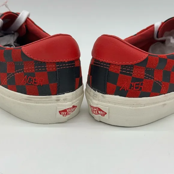 Vans Men's Red and Black Checkered Sneakers