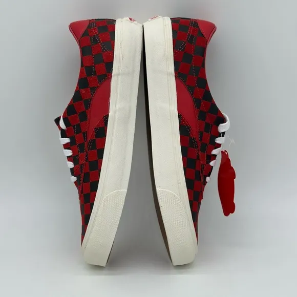 Vans Men's Red and Black Checkered Sneakers