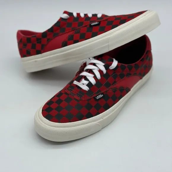 Vans Men's Red and Black Checkered Sneakers