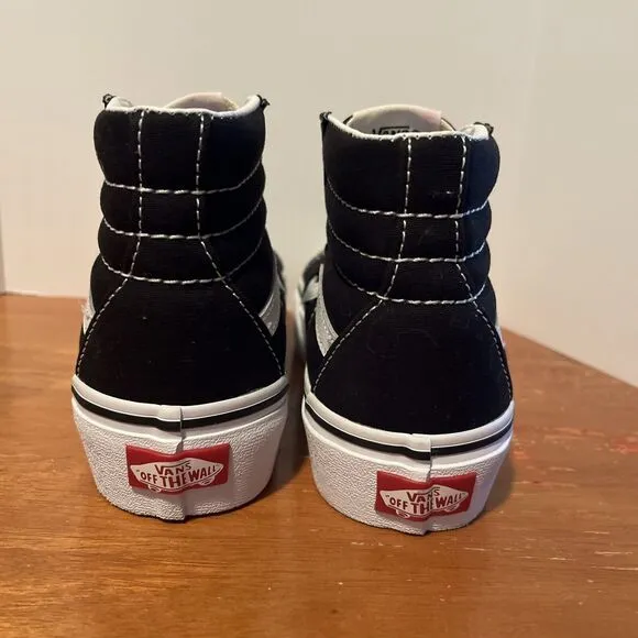 Vans Off The Wall SK8 Hi Kids 3 Sneakers Filmore Black Canvas High Tops Shoes