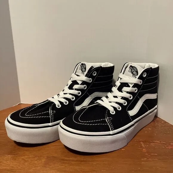 Vans Off The Wall SK8 Hi Kids 3 Sneakers Filmore Black Canvas High Tops Shoes