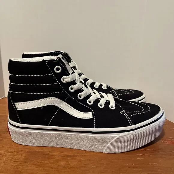 Vans Off The Wall SK8 Hi Kids 3 Sneakers Filmore Black Canvas High Tops Shoes