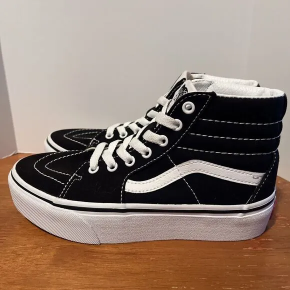 Vans Off The Wall SK8 Hi Kids 3 Sneakers Filmore Black Canvas High Tops Shoes