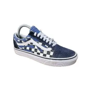 Vans Old Skool Checkerboard Blue Drip Shoes Mens 7.5 Womens 9 Sneakers Blue