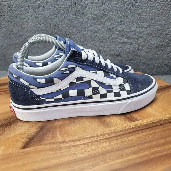 Vans Old Skool Checkerboard Blue Drip Shoes Mens 7.5 Womens 9 Sneakers Blue
