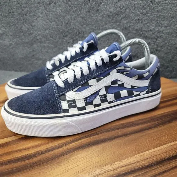 Vans Old Skool Checkerboard Blue Drip Shoes Mens 7.5 Womens 9 Sneakers Blue