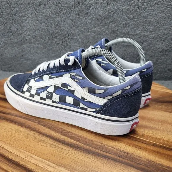 Vans Old Skool Checkerboard Blue Drip Shoes Mens 7.5 Womens 9 Sneakers Blue