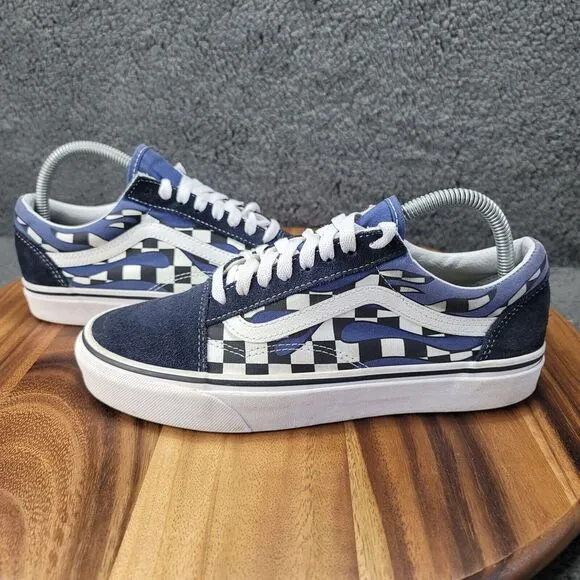 Vans Old Skool Checkerboard Blue Drip Shoes Mens 7.5 Womens 9 Sneakers Blue