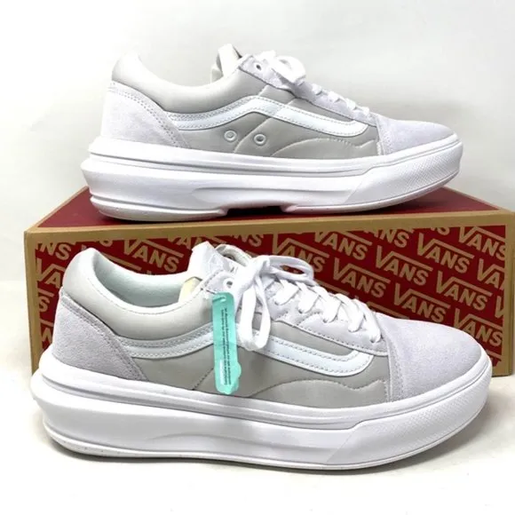 VANS Old Skool Overt CC Platform Shoes White Suede Canvas Men's Low VN0A7Q5ELGX