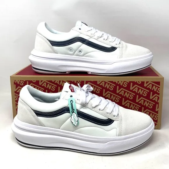 VANS Old Skool Overt CC Shoes Platform White Canvas Suede Men's Low VN0A7Q5EWHT