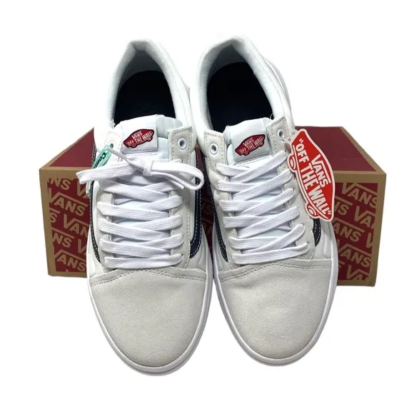 VANS Old Skool Overt CC Shoes Platform White Canvas Suede Men's Low VN0A7Q5EWHT