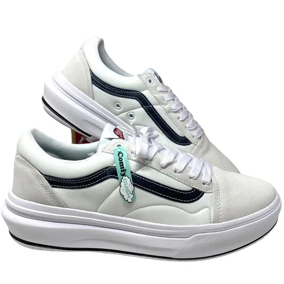 VANS Old Skool Overt CC Shoes Platform White Canvas Suede Men's Low VN0A7Q5EWHT