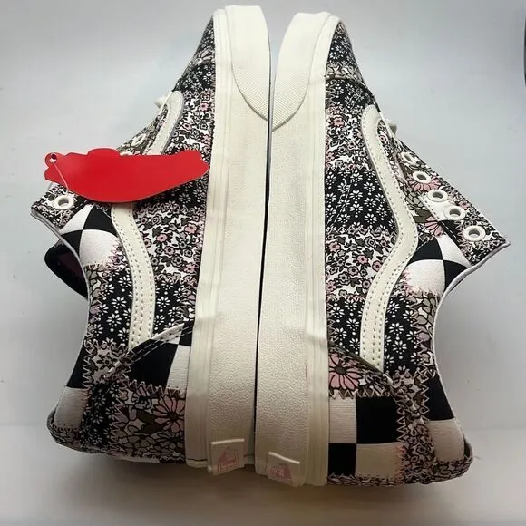 Vans Old Skool Patchwork Floral Black &amp; White Skate Shoes- NWT- men size 9