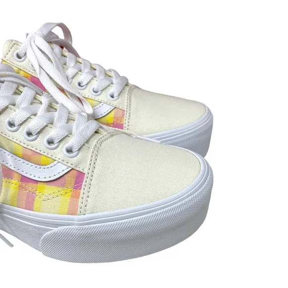 VANS Old Skool Platform Shoes Plaid Multi Sneakers Canvas Women Size VN0A7Q5MGBX
