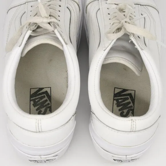 VANS Old Skool Stacked White Leather Platform Shoes Sneakers Unisex Sz W9.5 / M8