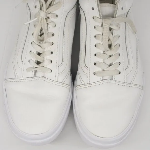 VANS Old Skool Stacked White Leather Platform Shoes Sneakers Unisex Sz W9.5 / M8