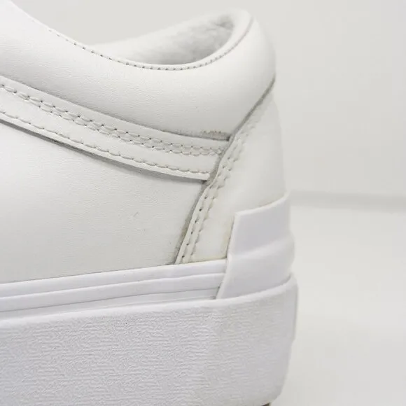 VANS Old Skool Stacked White Leather Platform Shoes Sneakers Unisex Sz W9.5 / M8