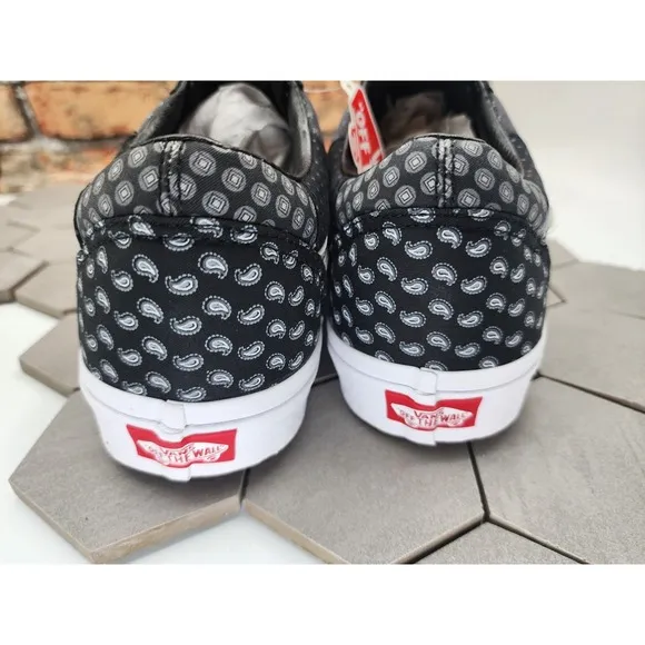 Vans Old Skool Tie Print Patchwork Black Black Grey Pattern Paisley Sz 11.5 Men