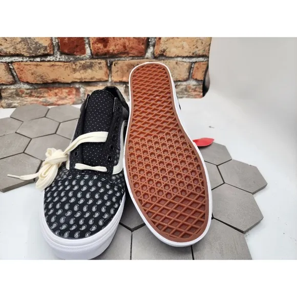 Vans Old Skool Tie Print Patchwork Black Black Grey Pattern Paisley Sz 11.5 Men