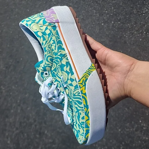 Vans Platform shoes purple and green