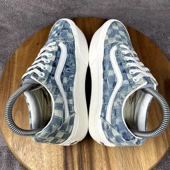 Vans Shoes Women's Sz 5.5 Old Skool Stackfrom Sneakers Blue Woven Denim Platform