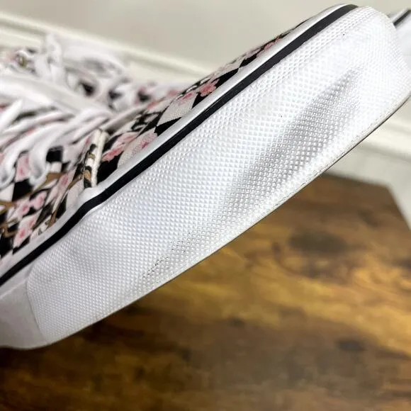 Vans Size 12 Shoes Sk8 Hi Cherry Blossom Checkerboard Custom Lace Up Sneakers