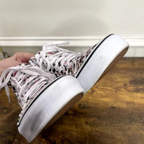 Vans Size 12 Shoes Sk8 Hi Cherry Blossom Checkerboard Custom Lace Up Sneakers