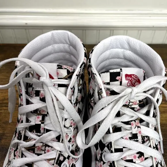Vans Size 12 Shoes Sk8 Hi Cherry Blossom Checkerboard Custom Lace Up Sneakers