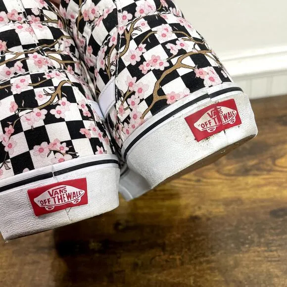 Vans Size 12 Shoes Sk8 Hi Cherry Blossom Checkerboard Custom Lace Up Sneakers