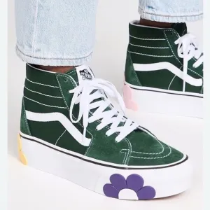 Vans Sk8 hi stackform - platform OSF / 7.5 BRAND NEW IN BOX (Green with flowers)