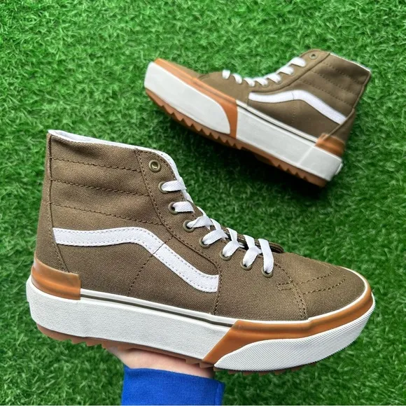 Vans Sk8 Hi Tapered Canvas Dark Olive Platform