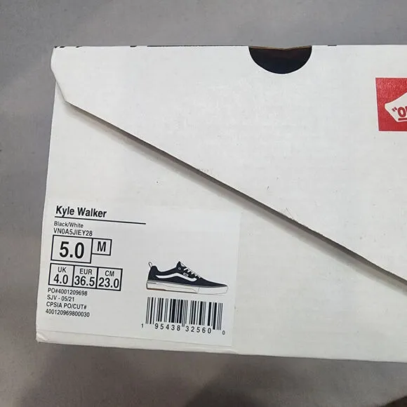 VANS SKATE KYLE WALKER SKATEBOARD SHOES BLACK/WHITE MEN'S SZ 5 - NIB