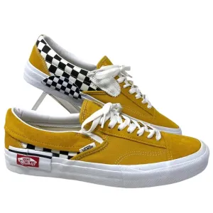 VANS Slip On Sneakers Yellow Suede Check Shoes For Men Skate Custom ALSU01256