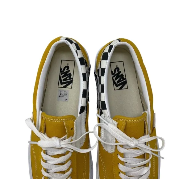 VANS Slip On Sneakers Yellow Suede Check Shoes For Men Skate Custom ALSU01256