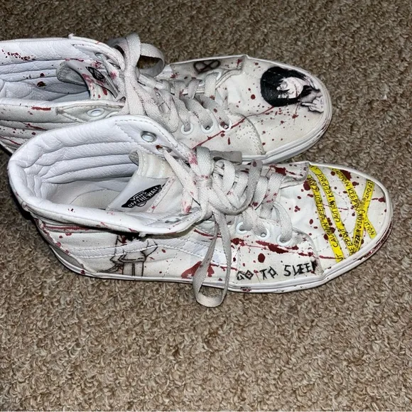Vans White Sneakers with Custom Artwork