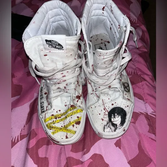 Vans White Sneakers with Custom Artwork