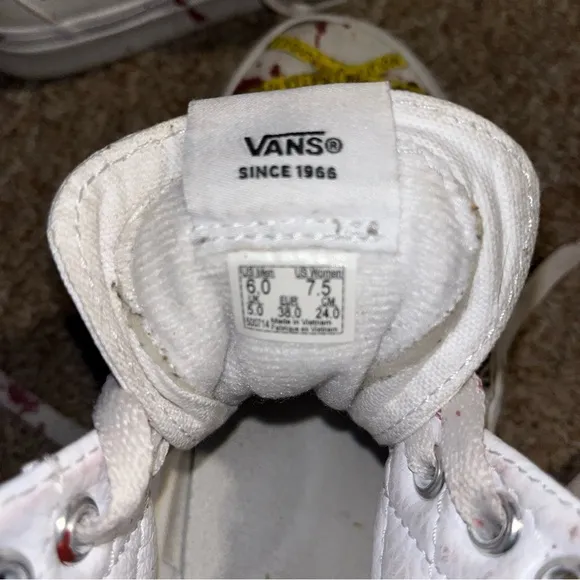Vans White Sneakers with Custom Artwork