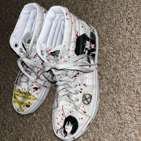 Vans White Sneakers with Custom Artwork