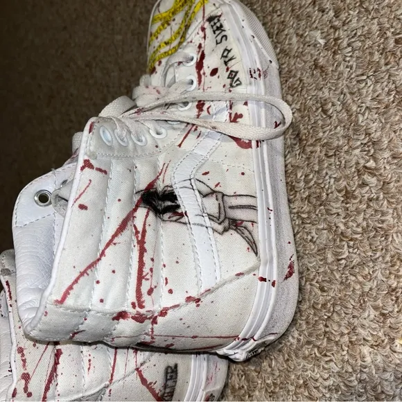 Vans White Sneakers with Custom Artwork