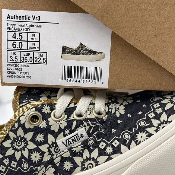 Vans WMNS Floral Black White Sneakers Authentic Vr3Trippy Floral Asphalt/Mar