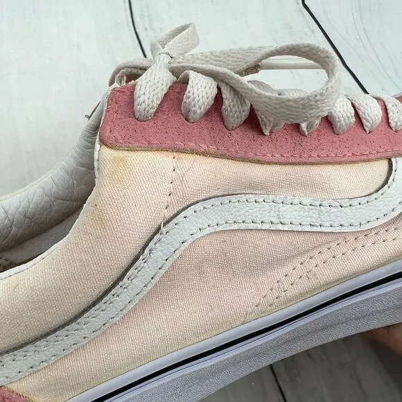 Vans Women's 9.5 Custom Pink Old Skool Suede Canvas Skate Sneaker Shoes