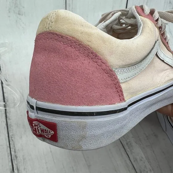 Vans Women's 9.5 Custom Pink Old Skool Suede Canvas Skate Sneaker Shoes