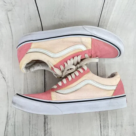 Vans Women's 9.5 Custom Pink Old Skool Suede Canvas Skate Sneaker Shoes