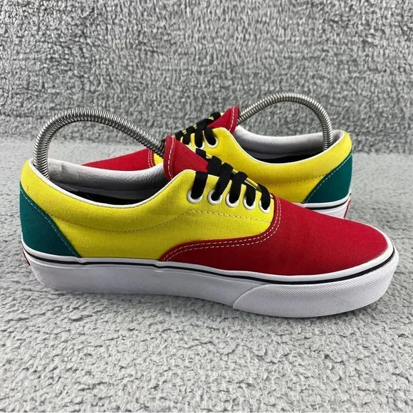 Vans era platform Shoe Tri Block Green Red Yellow Unisex Sneaker Women 9 Men 7.5
