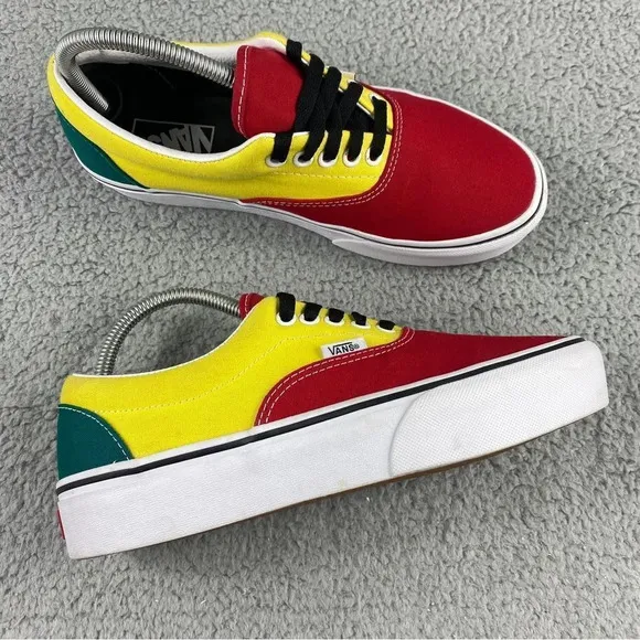 Vans era platform Shoe Tri Block Green Red Yellow Unisex Sneaker Women 9 Men 7.5