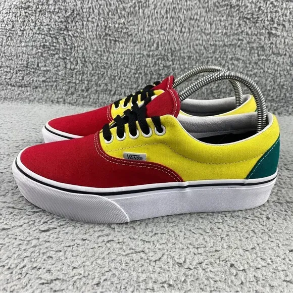 Vans era platform Shoe Tri Block Green Red Yellow Unisex Sneaker Women 9 Men 7.5