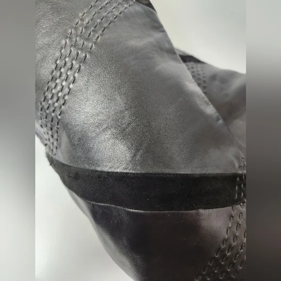 Vero Cuoio Vintage Black Suede Geometric Boots Womens Size 6 Old‎ Western Boots