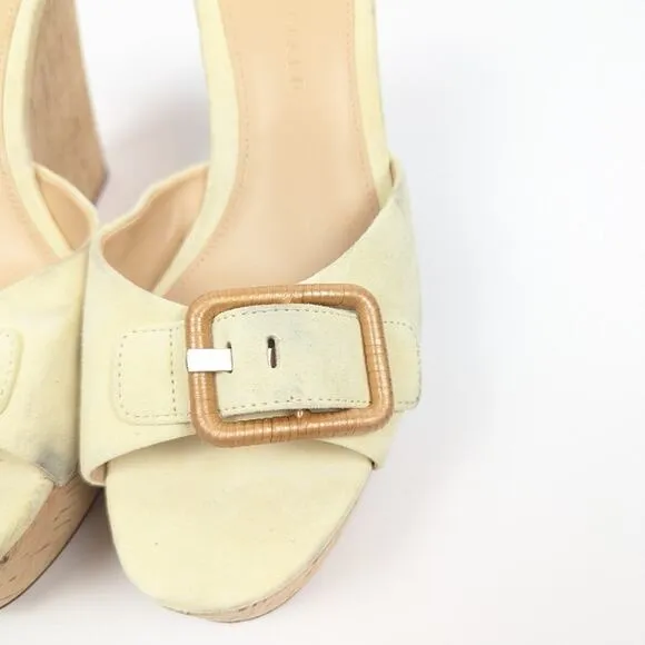 Veronica Beard Donata Vanilla Cream Cork Suede Wedge Heel Sandals Size 8